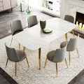 Small Apartment Stainless steel Foot Marble Dining Table